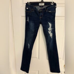 Abercrombie & Fitch Dark Blue Distressed Skinny Jeans